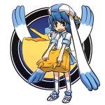  :3 bag blue_eyes blue_hair blush_stickers cosplay footwear hair hat hitec human moemon open_mouth pelipper personification pokemon pokã©mon satchel shirt short_hair skirt smile socks wings 