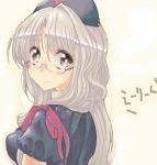  bespectacled character_name cream_(nipakupa) drawr glasses long_hair portrait silver_hair smile solo touhou yagokoro_eirin 