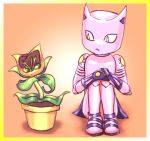  :&lt; animal_ears cat_ears chibi flower jojo_no_kimyou_na_bouken kamiura killer_queen nekogusa_(jojo) no_humans plant potted_plant slit_pupils stand_(jojo) 