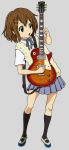  brown_eyes brown_hair guitar highres hirasawa_yui instrument k-on! school_uniform short_hair takahashi_(dega_mo) uwabaki 