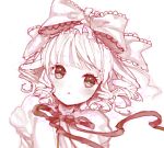  hina_ichigo monochrome oekaki ribbon rozen_maiden simple_background solo 