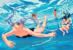  90s barefoot bikini blue_hair gotou_keiji hoshino_ruri kidou_senkan_nadesico leaning_forward long_hair multiple_girls official_art pool swimming swimsuit twintails underwater water 