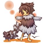  androgynous arms_outstretched barefoot blush_stickers brown_eyes brown_hair cosplay hair hairband hitec human moemon outstretched_arms personification pokemon pokemon_(creature) pokemon_(game) pokemon_rse short_hair short_twintails tail twintails wavy_mouth zigzagoon 