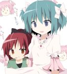  blue_hair cosplay goddess_madoka goddess_madoka_(cosplay) kaname_madoka kaname_madoka_(cosplay) kohane_(633975) long_hair mahou_shoujo_madoka_magica miki_sayaka mouth_hold pocky ponytail red_eyes red_hair redhead sakura_kyouko short_hair twintails ultimate_madoka ultimate_madoka_(cosplay) 