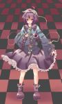  boooo-im checkered checkered_floor eyeball hairband heart komeiji_satori purple_eyes purple_hair short_hair skirt solo third_eye touhou violet_eyes 