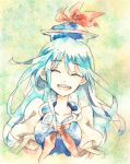  blue_hair duplicate hat kamishirasawa_keine lowres shinoasa smile touhou 