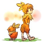  blush_stickers boots cosplay female hair hands_on_hips hitec human looking_back moemon orange_hair personification pokemon pokemon_(creature) pokemon_(game) pokemon_rse shoes short_hair smile torchic 