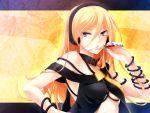  blonde_hair blue_eyes bracelet collar headphones jewelry jyuru knife lily_(vocaloid) long_hair nail_polish solo vocaloid 