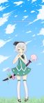  blue_sky cherry_blossoms closed_eyes clouds female flower katana konpaku_youmu short_hair sky solo suikasen sword touhou white_hair 