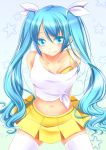  bad_id bare_shoulders blue_eyes blue_hair bra hair_ribbon hatsune_miku iname lingerie midriff navel ribbon skirt solo star thigh-highs thighhighs twintails underwear vocaloid 