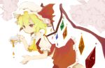  ascot blonde_hair crystal cup drawr flandre_scarlet hat red_eyes short_hair skirt solo spill tea teacup the_embodiment_of_scarlet_devil touhou wings 