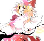  blonde_hair capelet crystal drawr flandre_scarlet from_behind hat looking_back low_wings red_eyes solo the_embodiment_of_scarlet_devil touhou wings 