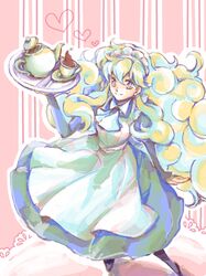  apron cup dress heart maid maid_headdress multicolored_hair nia_teppelin pantyhose perspective smile symbol-shaped_pupils teacup teapot tegaki tengen_toppa_gurren_lagann tray two-tone_hair 