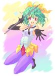  cosplay dress_shirt elbow_gloves gloves green_hair hair_ribbon leotard macross macross_frontier magical_emi magical_emi_(cosplay) mahou_no_star_magical_emi pantyhose pink_eyes ranka_lee ribbon shirt short_hair solo tamahashi wand 