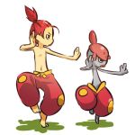  1boy cosplay hitec human lips male medicham moemon pants personification pokemon pokemon_(creature) pokemon_(game) pokemon_rse red_hair redhead stance topless 