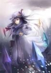  book capelet crescent crystal dress hat highres long_hair patchouli_knowledge purple_eyes purple_hair shuiyituzi solo touhou violet_eyes 