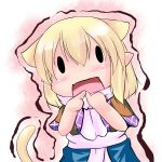  animal_ears blonde_hair cat_ears cat_tail chibi extra_ears hoshizuki_(seigetsu) kemonomimi_mode mizuhashi_parsee open_mouth puru-see scarf solo tail touhou trembling 