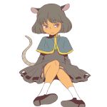  :&lt; animal_ears capelet dress footwear jewelry mouse_ears nazrin necklace onigashira_rin onikobe_rin pendant shoes short_hair simple_background socks solo tail touhou 