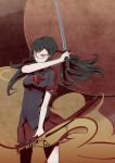  blood-c glasses highres ipponshimeji kisaragi_saya long_hair red_eyes school_uniform solo sword twintails weapon 