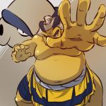  1boy fat fat_man hands hariyama hitec male moemon navel nipples outstretched_hand personification pokemon pokemon_(creature) pokemon_(game) pokemon_rse solo sumo topless white_hair 