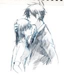  akutabe brown_hair couple forehead_kiss formal glasses kiss male necktie sakuma_rinko suit yondemasu_yo_azazel-san. yondemasuyo_azazel-san 