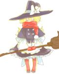  blonde_hair broom broom_riding capelet closed_eyes drawr eyes_closed hat kirisame_marisa mittens oekaki pantyhose perfect_cherry_blossom red_legwear scarf simple_background solo touhou witch witch_hat 