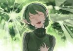  green mochio_(ibuki) ocarina_of_time pointy_ears saria short_hair smile solo the_legend_of_zelda 