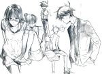  azazel brown_hair couple formal glasses male monochrome necktie no_eyebrows pixiv_manga_sample sakamoto_bin sakuma_rinko sketch suit yondemasu_yo_azazel-san. yondemasuyo_azazel-san 