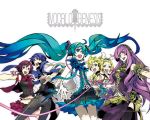  ahoge album_cover alternate_costume alternate_hairstyle aqua_eyes aqua_hair arm_cuffs ascot bare_shoulders belt blonde_hair blue_eyes blue_hair bow brown_hair cable cover curly_hair everyone frills hand_holding hatsune_miku headphones holding_hands jacket kagamine_len kagamine_rin kaito long_hair looking_back megurine_luka meiko miwa_shirou miwa_shirow navel open_mouth outstretched_arms pants pink_hair ponytail red_eyes ribbon scarf short_hair simple_background skirt sleeveless sleeveless_shirt smile spread_arms thigh-highs thighhighs twintails very_long_hair vest vocaloid watermark wire wrist_cuffs 