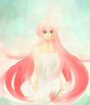  character_request copyright_request dress flower itirirenn long_hair pale_color pale_colors pink_hair solo spider_lily sundress white_dress 