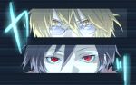  black_eyes blonde_hair durarara!! heiwajima_shizuo orihara_izaya persona persona_eyes red_eyes sunglasses yellow_eyes 