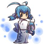  1girl barboach blue blue_eyes blue_hair cosplay dress female hair hitec holding human japanese_clothes kimono moemon no_mouth personification pokemon pokemon_(creature) pokemon_(game) pokemon_rse sleeves_past_wrists 