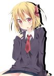  blonde_hair bust hair_ribbon highres necktie red_eyes ribbon rumia school_uniform sitting solo the_embodiment_of_scarlet_devil touhou tunamayochan youkai 