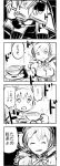  bow cardhu_la_lune comic cup drill_hair drink hair_ornament highres kaname_madoka magical_girl mahou_shoujo_madoka_magica monochrome open_mouth scared school_uniform short_twintails skirt teacup tomoe_mami translated translation_request twin_drills twintails 