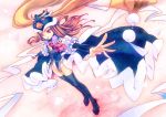  bird black_legwear boots brown_hair elbow_gloves gloves hat highres long_hair long_skirt mawaru_penguindrum outstretched_arms penguin pink_eyes princess_of_the_crystal skirt takakura_himari tamachi_kuwa thigh-highs thigh_boots thighhighs 