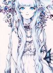  blue_hair butterfly charmal copyright_request dress flower long_hair solo 