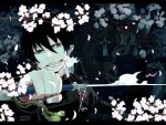  ao_no_exorcist black_hair blue_eyes demon fujimoto_shirou highres male okumura_rin okumura_shiro sword weapon 