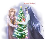  :d bangs bell blonde_hair blouse blue_background blue_eyes blue_hair blush bow bowtie brown_hair candy_cane christmas christmas_lights christmas_ornaments christmas_tree corset dress fervent_idiot garland_(decoration) gift glowing hair_bow hairband himiko holding kaon kyoshiro_to_towa_no_sora kyoushirou_to_towa_no_sora lights long_hair long_skirt long_sleeves merry_christmas multiple_girls open_mouth payot profile purple_eyes santa_claus shirt skirt smile standing star tree very_long_hair vest violet_eyes 