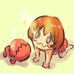  all_fours blush_stickers cosplay female hitec human looking_up moemon orange_hair personification pokemon pokemon_(creature) pokemon_(game) pokemon_rse red_hair redhead short_hair sparkle trapinch wavy_mouth 