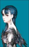  blue_hair braid copyright_request earrings grey_eyes jewelry long_hair solo tomatika wings 