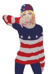  1boy american_flag blonde_hair blue_eyes contemporary hat johnny_joestar jojo_no_kimyou_na_bouken krusier solo steel_ball_run sweater 