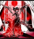  acryl candle dress fang gem glowing glowing_eyes hat highres letterboxed pentagram remilia_scarlet solo sword touhou weapon wings 