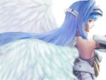  angel_wings blue_hair derivative_work indesign kos-mos long_hair red_eyes simple_background solo wallpaper wings xenosaga xenosaga_episode_i 