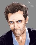  brown_hair bust facial_hair gregory_house house_m.d. matsuno_canel simple_background stubble translated 