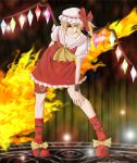  blonde_hair fire flame flandre_scarlet hat red_eyes ribbon solo the_embodiment_of_scarlet_devil touhou versapro weapon wings 