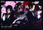  alois_trancy black_hair ciel_phantomhive glasses grell_sutcliff kuroshitsuji red_hair redhead sebastian_michaelis 