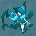  1girl bat_wings blue_eyes blue_hair boots kuromiya moemon personification pokemon pokemon_(creature) pokemon_(game) swoobat tail wings 