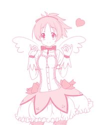  bow choker cosplay gloves hair_bow heart highres hirasawa_ui inoue_hinata k-on! kaname_madoka kaname_madoka_(cosplay) magical_girl mahou_shoujo_madoka_magica ponytail short_hair smile solo wink 