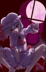  blue_hair hat moonlight red_eyes remilia_scarlet solo touhou wings 