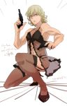  barnaby_brooks_jr blonde_hair crossdressinging dual_wielding eckzahn garter_belt glasses gun high_heels lace lingerie male shoes solo thigh-highs thighhighs tiger_&amp;_bunny underwear weapon 